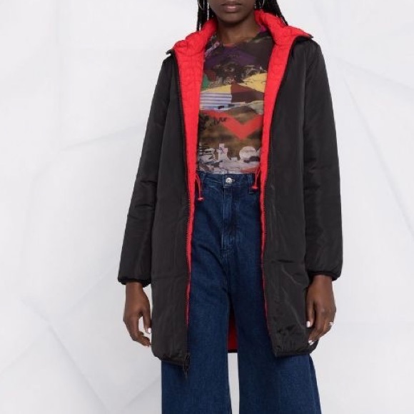 ❤️❤️❤️ Love Moschino reversible logo-print hooded coat size M US or 44 European - Picture 2 of 10